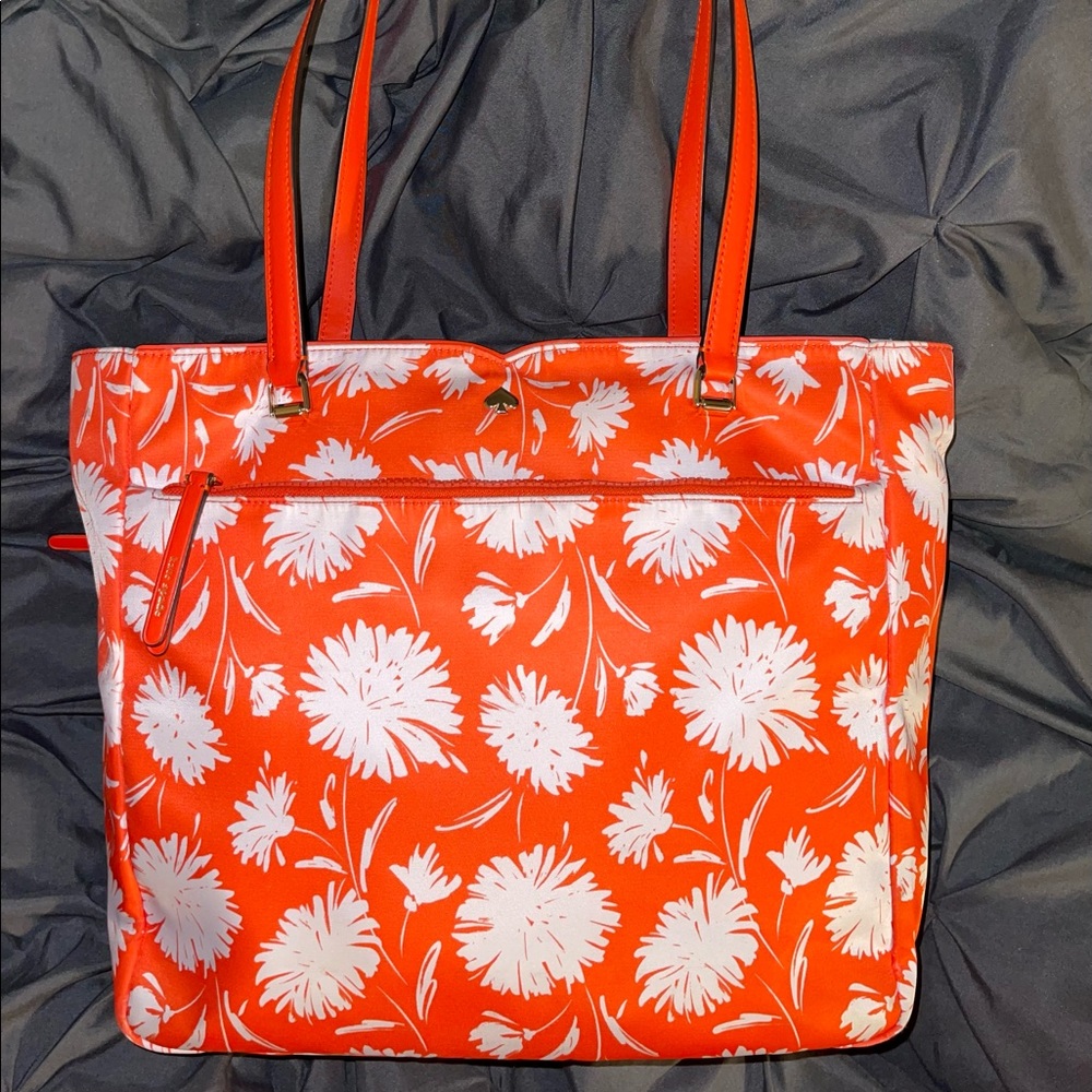 Kate Spade Orange and White Floral Tote